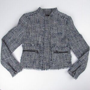 Banana Republic Blazer Jacket Women's Size Petite 0 Black, Blue, White Tweed